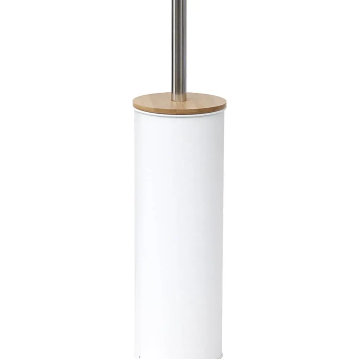 BROSSE WC METAL COUVERCLE BAMBOU BLANC