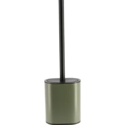 BROSSE WC PLATE SILICONE ET SUPPORT METAL KAKI NOIR