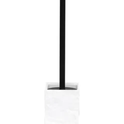 BROSSE WC POLYRESINE CARREE TIGE NOIRE MAT BLANC