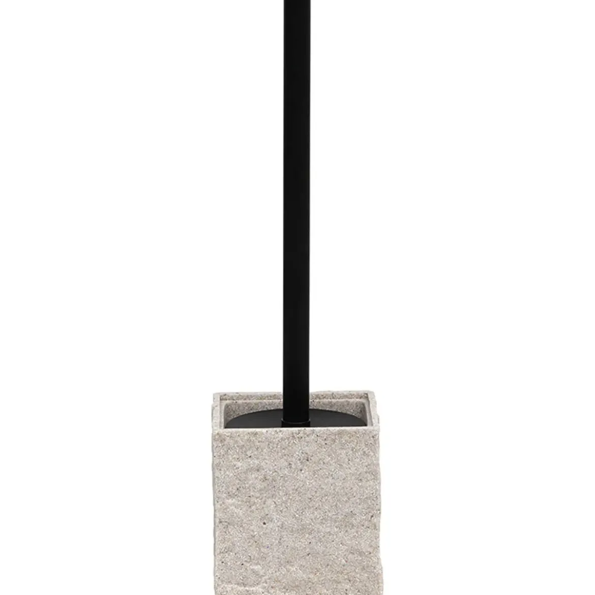 BROSSE WC POLYRESINE CARREE TIGE NOIRE MAT NATUREL