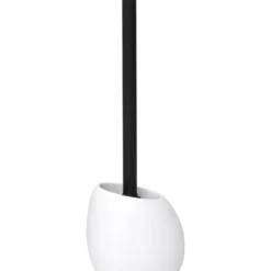 BROSSE WC POLYRESINE FORME GALET TIGE BLANC
