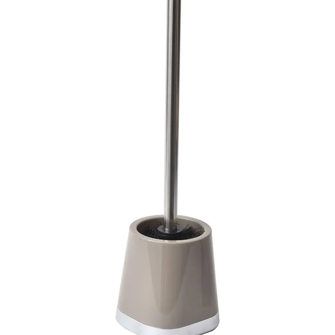 BROSSE WC RONDE BASE CARREE CHROMEE TAUPE