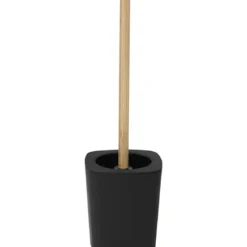 BROSSE WC RUBBER ET ABS ET TIGE BAMBOU NOIR