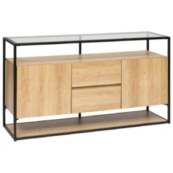 BUFFET 2 PORTES ALDEA METAL BOIS BEIGE D.140X80CMCM