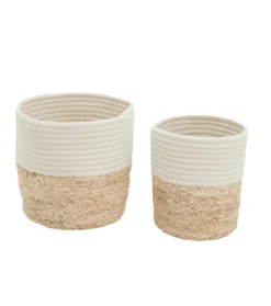 CACHE POT BIMATIERE BICOLORE BLEU 25X20CM
