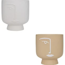 CACHE POT CERAMIQUE VISAGE PAM H.17CM