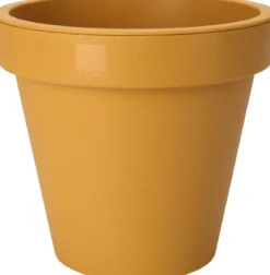 CACHE POT DOUBLE PAROI JAUNE 30X26CM
