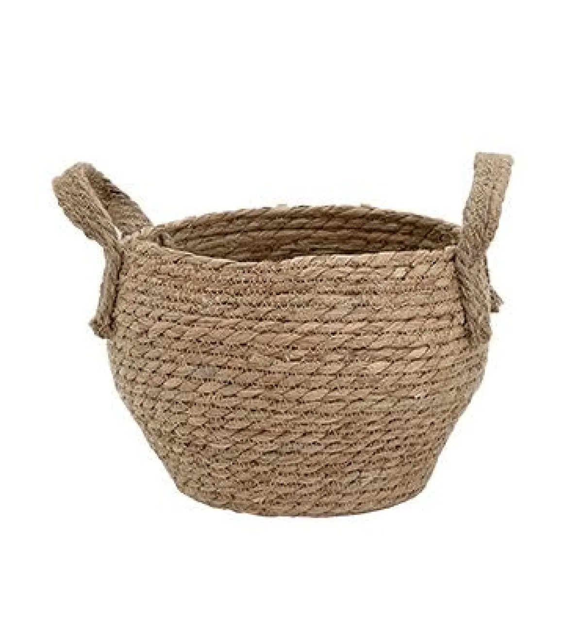 CACHE POT JONC TRESSE AVEC POIGNEES 20X15CM