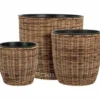 CACHE POT ROND ROTIN D.25CM