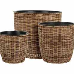 CACHE POT ROND ROTIN D.25CM