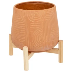 CACHE POT SUR PIED TERRACOTTA MIKO D.20X25CM