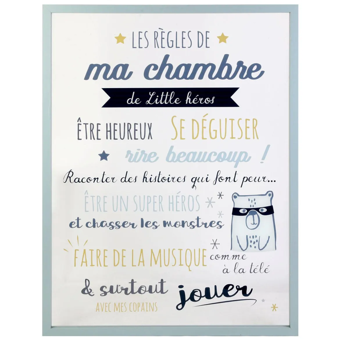 CADRE LES REGLES DE LA CHAMBRE GARCON