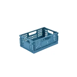 CAGETTE PLIABLE EMPILABLE BLEU MINERAL D.21X14.5X8CM