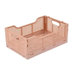 CAGETTE PLIABLE EMPILABLE ROSE GRANIT D.30X20X11.5CM