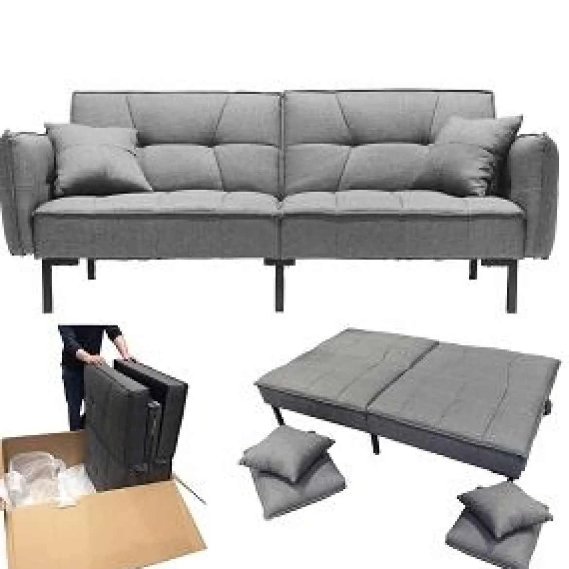 CANAPE CONVERTIBLE GRIS