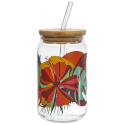CANETTE ET PAILLE VERRE PARADIS EXOTIQUE 45CL