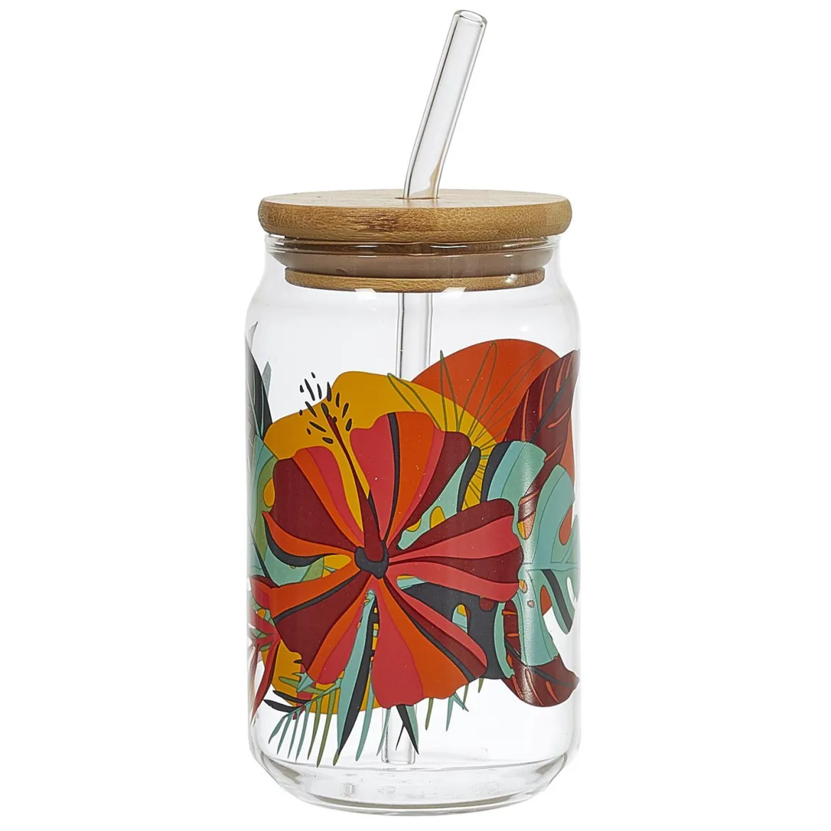 CANETTE ET PAILLE VERRE PARADIS EXOTIQUE 45CL