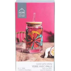 CANETTE ET PAILLE VERRE PARADIS EXOTIQUE 45CL