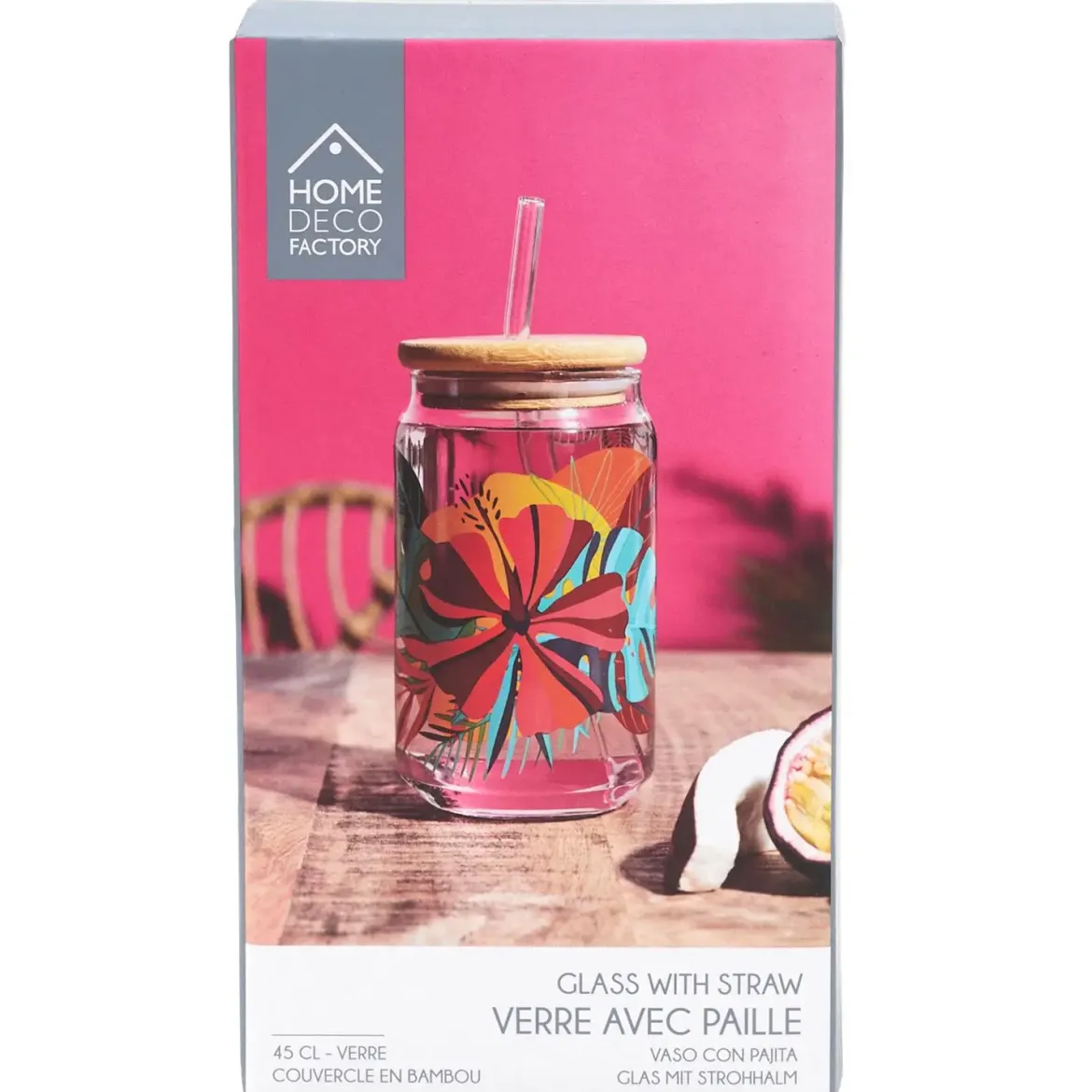 CANETTE ET PAILLE VERRE PARADIS EXOTIQUE 45CL