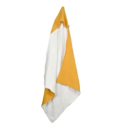 CAPE DE BAIN GAZE DE COTON ET EPONGE 75X75CM MOUTARDE