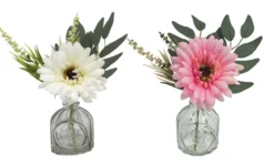 CENTRE DE TABLE GERBERA H20CM ROSE ET BLANC