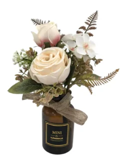 CENTRE DE TABLE ROSE H25CM ROSE ET BLANC