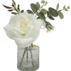 CENTRE DE TABLE ROSE H20CM ROSE ET BLANC
