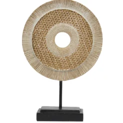 CERCLE DECORATIF DORE SOCLE NOIR H.26CM