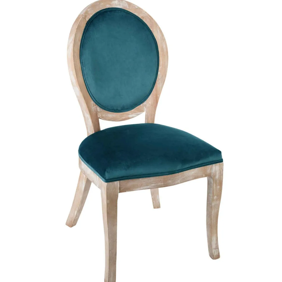 CHAISE CLEON BOIS NATUREL VELOURS DUCK