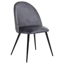CHAISE PIED NOIR VELOURS SLANO GRIS