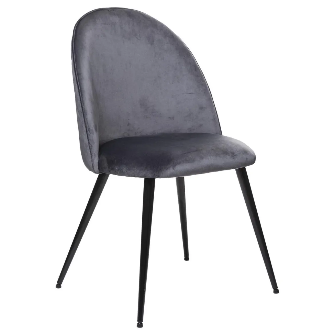 CHAISE PIED NOIR VELOURS SLANO GRIS