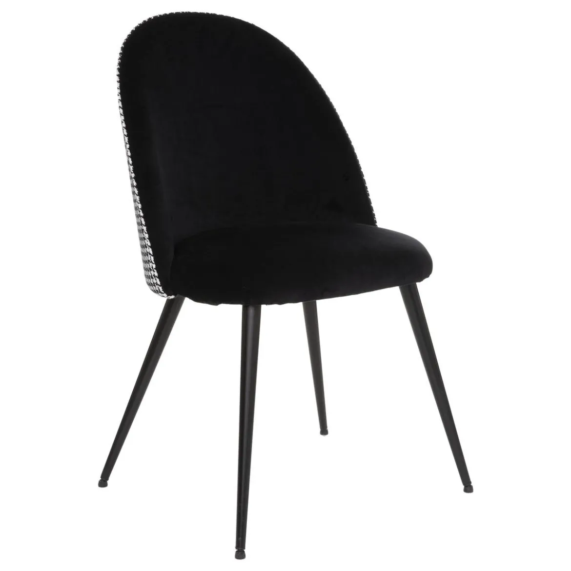 CHAISE PIED NOIR VELOURS SLANO NOIR BLANC