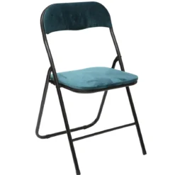 CHAISE PLIANTE VELOURS BLEU