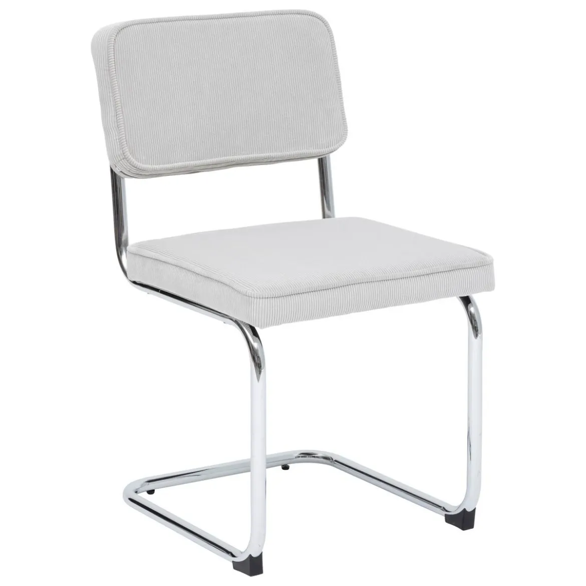 CHAISE SERSI VELOURS COTELE PIEDS CHROME GRIS