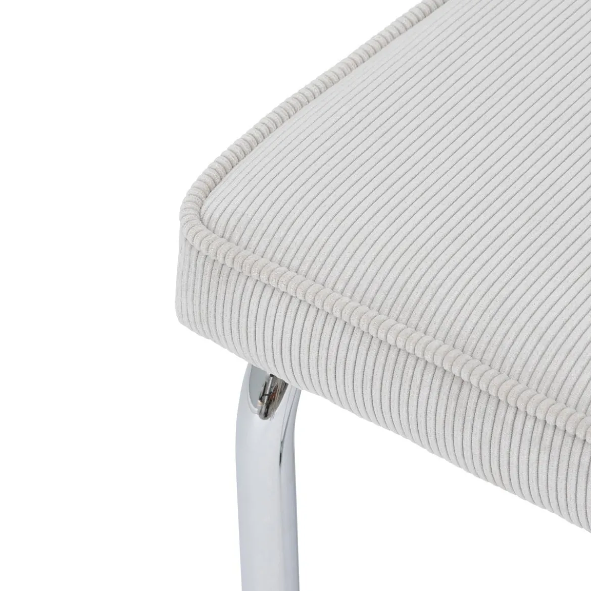 CHAISE SERSI VELOURS COTELE PIEDS CHROME GRIS