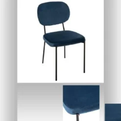 CHAISE VELOURS BLEU TALIA