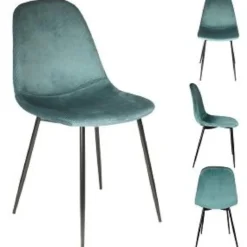 CHAISE VELOURS COTELE GIULIA BLEU CANARD