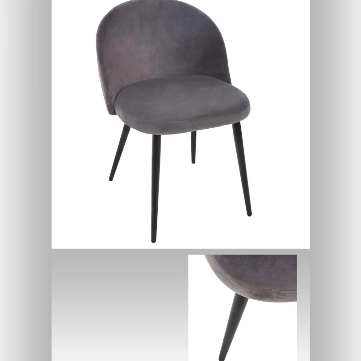 CHAISE VELOURS NAEL GRIS
