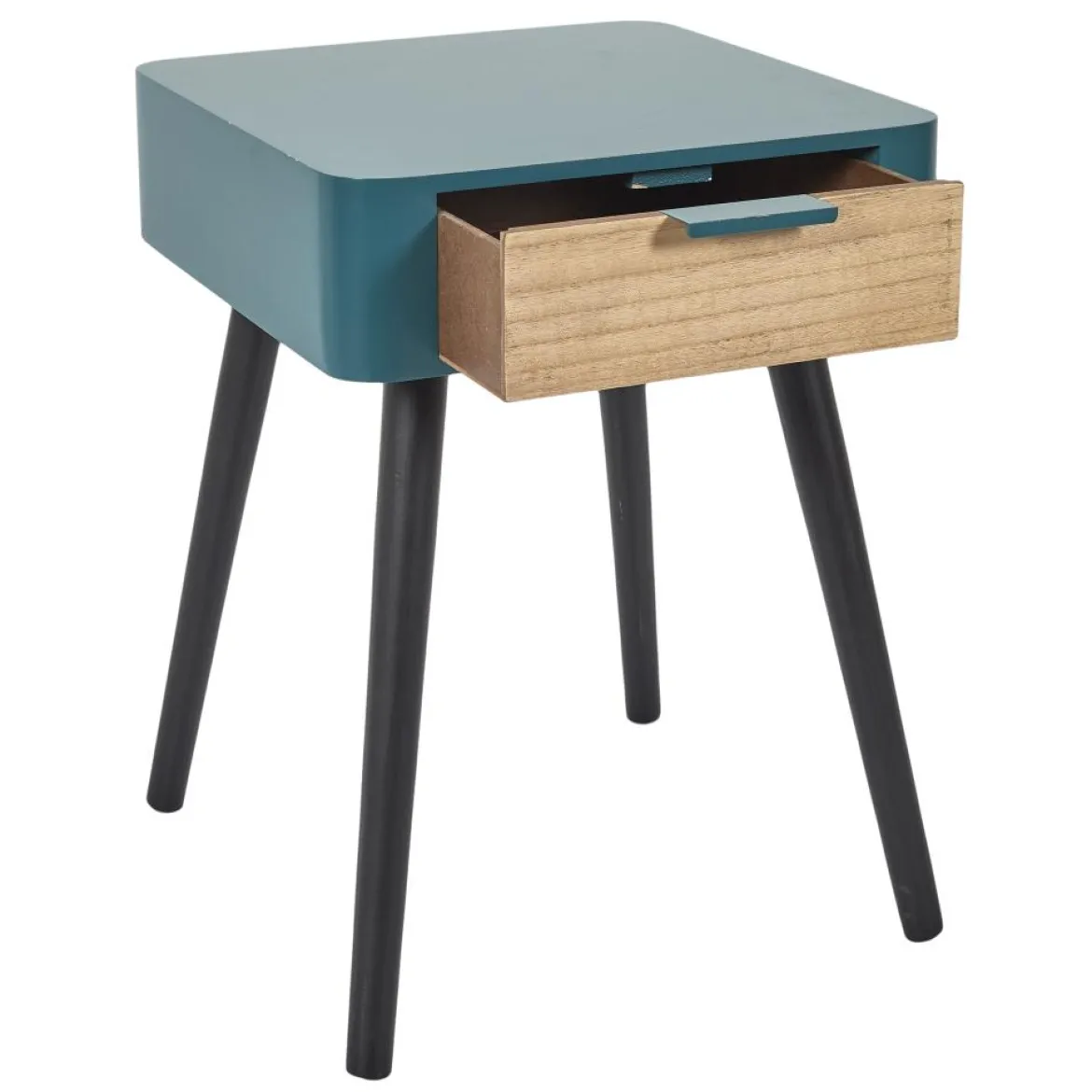 CHEVET 1 TIROIR EN BOIS BLEU CANARD