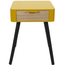 CHEVET 1 TIROIR EN BOIS JAUNE MOUTARDE