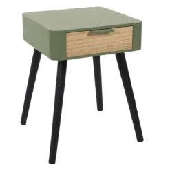 CHEVET 1 TIROIR EN BOIS VERT KAKI