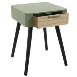 CHEVET 1 TIROIR EN BOIS VERT KAKI