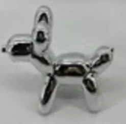 CHIEN CERAMIQUE THEO ARGENT H.13.5CM