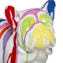 CHIEN RESINE TRASH D.34X18X26 BLANC