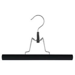 CINTRE BOIS RUBBER PINCE NOIR