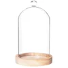 CLOCHE VERRE SOCLE NATUREL H.19CM