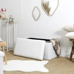 COFFRE BANC PLIABLE BOUCLETTE BLANC
