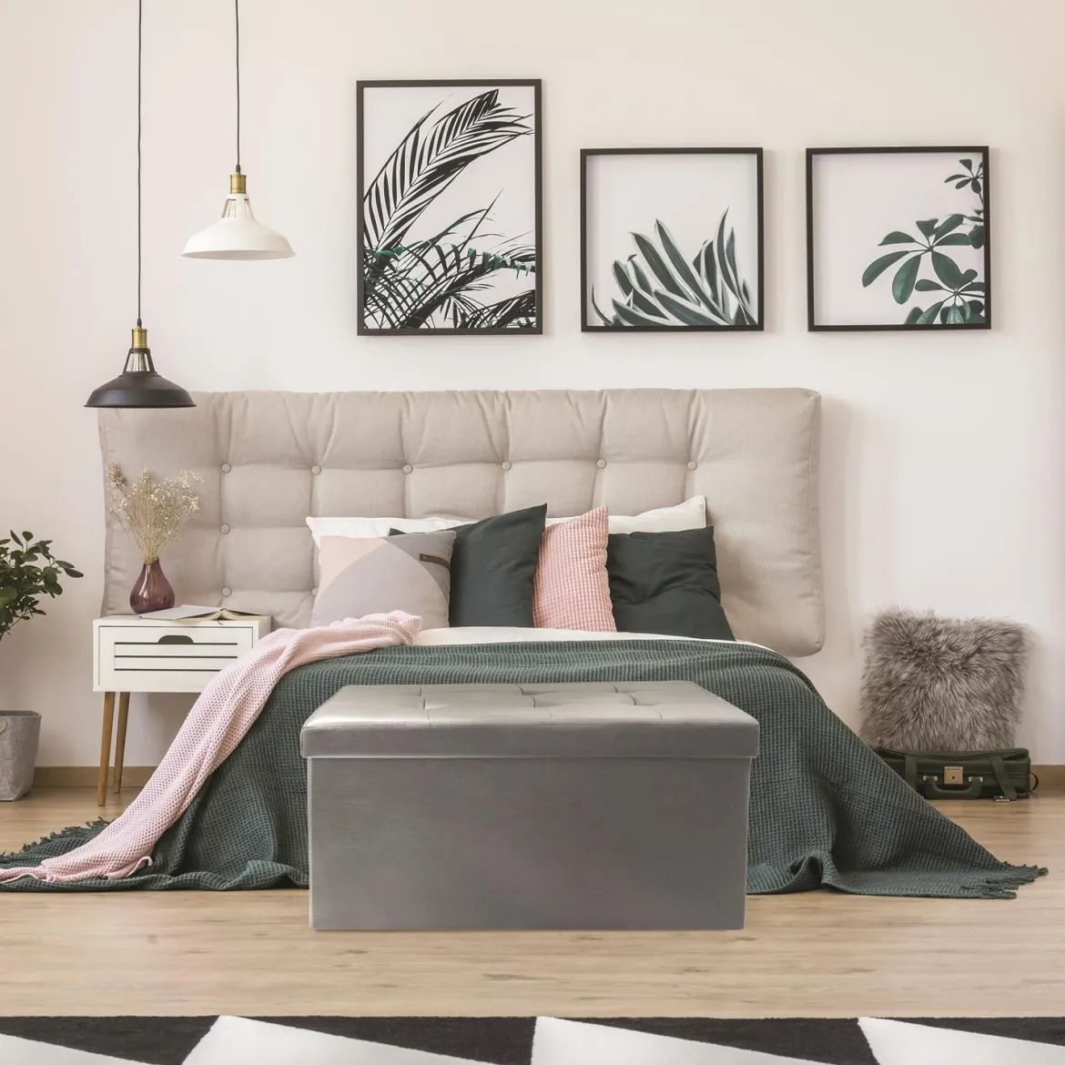COFFRE BANC PLIABLE PU GRIS