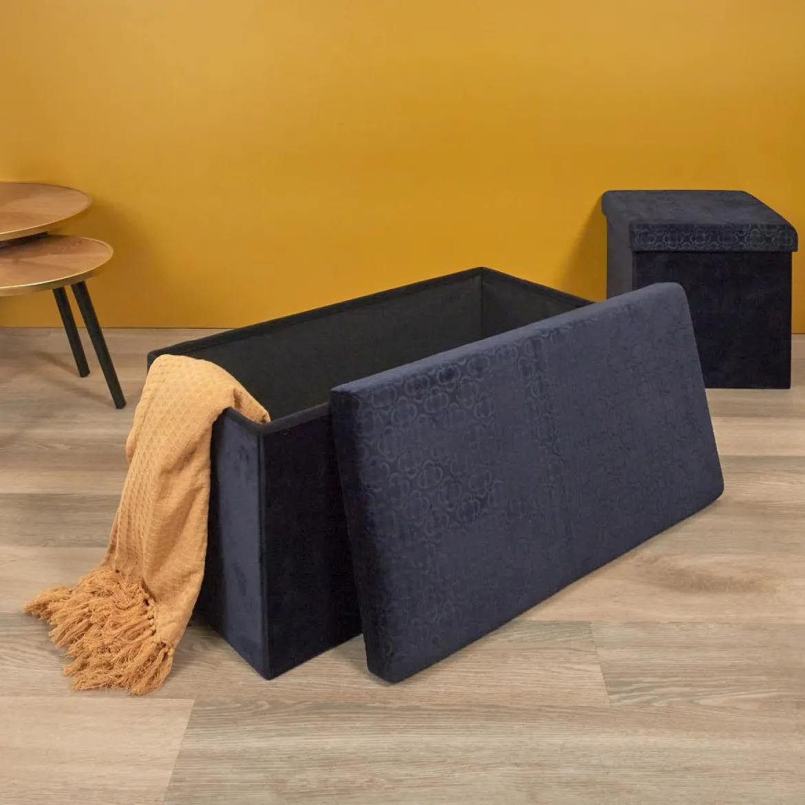 COFFRE BANC PLIABLE RETRO BLEU NUIT