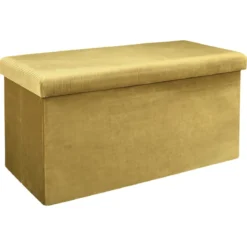 COFFRE BANC PLIABLE VELOURS COTELE GIULIA JAUNE
